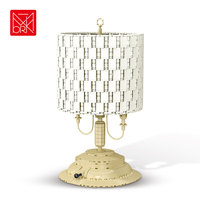 Lampe de table rétro de style européen XMORK avec abat-jour tressé, jouet de construction 1433 pièces, modèle en briques, décoration de bureau, jouet de collection pour adulte