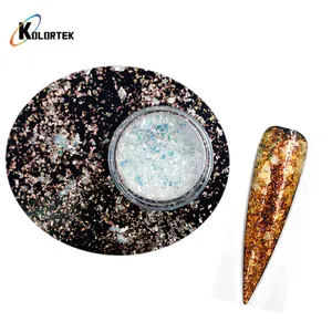 Kolortek 1Jar Aurora Nail Glitter Nail Flakes Sequin Glass Shiny Spangle Nail Art Decor