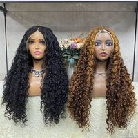 Perruques de cheveux humains bouclés ombrés bruns Pixie 13x4 Lace Front pré-plumées, perruque frontale HD bouclée crépue pour femmes noires