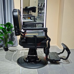 Chaise de barbier en métal, mobilier de salon, fauteuil de coiffure inclinable avec pompe hydraulique, Cadeira De Barbeiro, chaise de barbier vintage pour homme - Product Image 3
