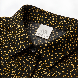 Camisa de Mujer con Estampado de Puntos Negros, Cierre de Botones, Manga Larga, Corte Clásico, Blusa Corta de Popelina 100% Algodón, para Oficina, para Todas las Temporadas - Product Image 5
