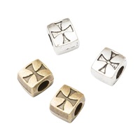 Perles à trou large pour la fabrication de bijoux, 10x8x6mm, en métal gravé, bronze antique et argent antique