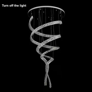 Lustre en cristal suspendu moderne de luxe sur mesure, design LED, perles, luminaires suspendus pour hôtel, villa, escalier, villa - Product Image 5