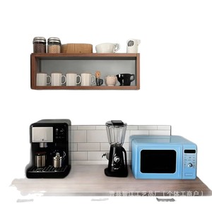 Wooden <b>wall</b>-<b>mounted</b> <b>shelf</b>, simple single-board decorative potted plant and figurine display rack, solid wood cup organizer. - Product Image 5