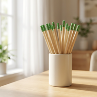 Crayon en bois HB de 7,5 pouces avec gomme verte intégrée, certifié EN71 ISO, pour bureau et école, emballage personnalisé avec LOGO