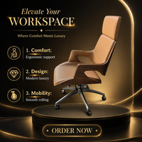 Chaise de bureau rotative en cuir ergonomique au design moderne et contemporain pour PDG