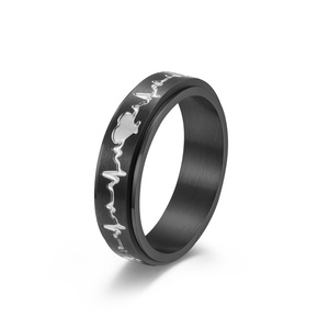 Stainless Steel ECG Heartbeat Monitor Wedding <b>Ring</b> for Gift Engraved Baby Heartbeat Beat <b>Ring</b> for Engagement and Personalized - Product Image 3