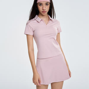 Custom Yoga Fitness Wear Kurzarm Polo Shirt und Röcke Leichte Damen Outdoor Tennis Kleidung 2-teiliges Set - Product Image 1