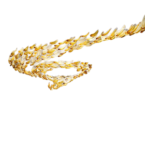 Hiện đại sang trọng Trần treo đèn vàng xoắn kính lá Đèn chùm sảnh phòng khách biệt thự thiết bị chiếu sáng hiện đại - Product Image 6