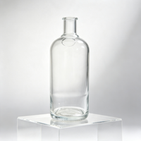 Bouteilles de verre personnalisées de 1000 ml, 620 g, avec décalcomanie mate de luxe, vides, pour spiritueux, vin, brandy, avec couvercle en verre
