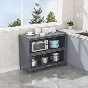 ชั้นวางของในครัวแบบทันสมัย ตู้โลหะหลายชั้น ความจุขนาดใหญ่ สำหรับเครื่องใช้ไฟฟ้าและจานชามในพื้นที่ครัว - Product Image 4