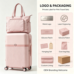 Ensemble de bagages PC personnalisés avec sac fourre-tout, valise rigide, serrure TSA, chariot en aluminium, roulettes silencieuses, ensemble de voyage 2 pièces - Product Image 3