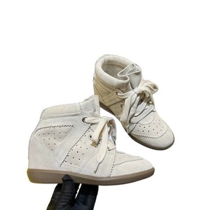Baskets montantes décontractées pour femme en daim à talon compensé dissimulé, perforées, à lacets, style rétro et plateforme, pour le quotidien - Product Image 6