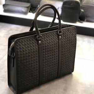 Porte-documents en cuir tissé Intrecciato fait main pour homme, sac à main de luxe en cuir de vachette importé pour ordinateur portable 14 pouces, sac de bureau - Product Image 2