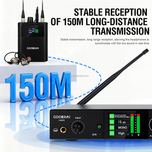 Système de monitoring intra-auriculaire sans fil UHF GOOERAI LM600, léger, 10 canaux stéréo, écran TFT couleur, portée de 150 m pour scène et <span class=keywords><strong>studio</strong></span>, nouveau - Product Image 2