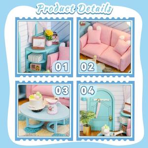 Hamaileon DIY Miniature en bois <span class=keywords><strong>pour</strong></span> maison <span class=keywords><strong>de</strong></span> poupée, <span class=keywords><strong>kit</strong></span> <span class=keywords><strong>de</strong></span> meubles, style créatif, modèle <span class=keywords><strong>de</strong></span> jouet, accessoires anti-poussière <span class=keywords><strong>pour</strong></span> adolescents et adultes - Product Image 4