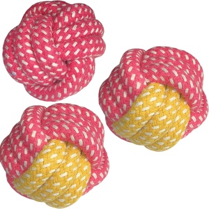 Jouet pour chien en corde de coton tressée multicolore, résistant aux morsures, pour nettoyer les dents, balle pour animaux de compagnie, jouets pour chiens agressifs - Product Image 1