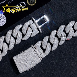 Probador de diamantes de paso de 4 filas de 18MM, 925 Plata, chapado en oro blanco, alambre de Hip Hop helado, <span class=keywords><strong>cadena</strong></span> de eslabones cubanos de diamante Moissanite de peluquero - Product Image 6