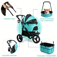 Poussette pliable pour animaux de compagnie JXB à 3 roues, confortable, légère, avec poignée réglable et laisse de sécurité