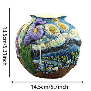 <span class=keywords><strong>Van</strong></span> Gogh Starry Night Pot de fleur en céramique fait à la main Vase de table Art inspiré salon bureau et décoration d'entrée - Product Image 5