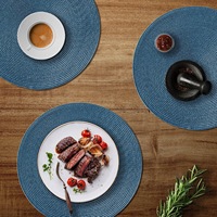 Ensemble de 6 sets de table ronds tressés pour tables à manger, tissés, lavables, antidérapants