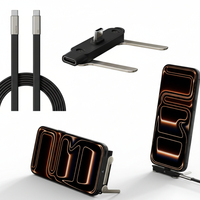 Câble de téléphone 2-en-1 Temu, best-seller, 240 W, charge rapide PD, câbles Type C avec support pliable pour tablette, ordinateur portable, ordinateur de bureau, câble de données