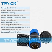 Connecteur étanche de fil électrique circulaire IP68, en plastique fileté industriel personnalisé SP28 SD28 carré 16Pin