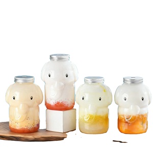 ขวดพลาสติกใส PET รูปช้างการ์ตูนสำหรับขายส่ง เหมาะสำหรับเครื่องดื่ม ชานมไข่มุก กาแฟ พร้อมฝาเกลียว - Product Image 3