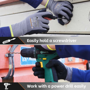XINGYU Guantes de Trabajo de Seguridad Industrial con Logotipo Personalizado de Calibre 15, Guantes de Trabajo de Seguridad con Puntos Recubiertos de Nitrilo y Espuma de Nailon Antideslizante - Product Image 4