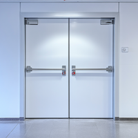 Porte coupe-feu en acier à double battant certifiée UL, couleur personnalisée, équipée d'une barre anti-panique d'urgence pour bâtiments commerciaux