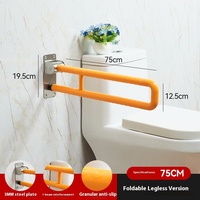 Pegangan Lipat Baja Anti Karat SUS304 Heavy Duty, Rel Pengaman Toilet yang Dapat Dilipat dengan Permukaan Anti Selip Nylon untuk Lansia