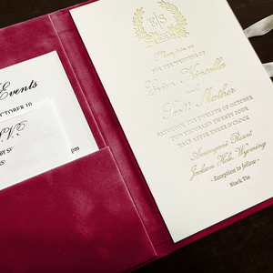 Invitations de mariage de luxe élégantes en cuir, lin et velours personnalisables haut de gamme - Product Image 4