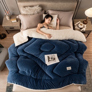 <span class=keywords><strong>Edredón</strong></span> de Terciopelo Suave con Diseño Jacquard a Cuadros, Grueso, Tipo <span class=keywords><strong>Sherpa</strong></span>, de Franela y Felpa de Cordero, para <span class=keywords><strong>Cama</strong></span> King y Queen, Ideal para Invierno - Product Image 3