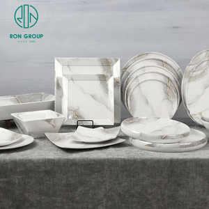 Vaisselle en mélamine blanche personnalisée moderne, assiette carrée pour dessert, salade, dîner, service pour la maison, <span class=keywords><strong>restaurant</strong></span>, couverts - Product Image 3