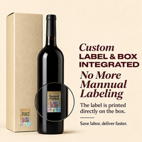 Coffret cadeau et étiquette pour vin en carton kraft écologique, ensemble d'emballage personnalisé, boîte à vin rouge recyclable avec sceau anti-contrefaçon holographique, marque OEM