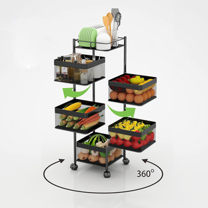 STELLAR PATH Single Tier Carbon Steel Modern Multifunction Kitchen Cart for Fruits Snacks <b>Vegetables</b> Grocery Storage Black/White - Product Image 4