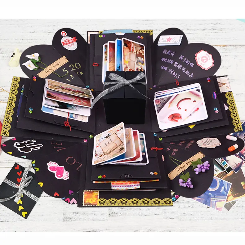Nổ Hộp Quà Tặng DIY Scrapbooking Set Handmade Album Ảnh Với 6 Khuôn Mặt Cho Món Quà Giáng Sinh Wedding Memory Book