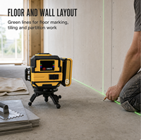 Niveau laser vert industriel S59-LG12D, 12 lignes, auto-nivelant, 360°, étanche, batterie au lithium pour la construction