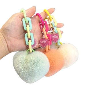 Keychain Plush Pendant Stuffed Love Silicone Chain Cute Decorative Accessory Gift for Handbag Purse Backpack Car Keys