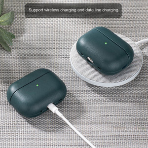 Para <span class=keywords><strong>AirPods</strong></span> Pro 3 Auriculares a prueba de golpes Funda de lujo Venta caliente Venta al por mayor Estuche protector de auriculares de cuero genuino - Product Image 4