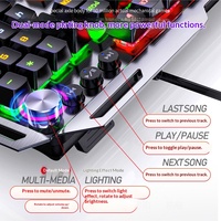 Clavier mécanique en aluminium pleine taille YINDIAO K100 108 touches avec bouton rotatif, repose-poignets et 12 modes d'éclairage arc-en-ciel pour PC Gamer