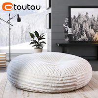 OTAUTAU Housse de pouf géant moderne inclinable 4/5 pieds en fausse fourrure de lapin, convertible en canapé-lit DD215, sans rembourrage