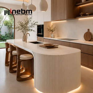 Muebles de <span class=keywords><strong>Cocina</strong></span> con Textura de Madera, Mesas de <span class=keywords><strong>Cocina</strong></span> Redondas de Granito sin Juntas, <span class=keywords><strong>Isla</strong></span> de <span class=keywords><strong>Cocina</strong></span> Redonda con Borde en Cascada, Encimera <span class=keywords><strong>Tipo</strong></span> Cápsula - Product Image 1