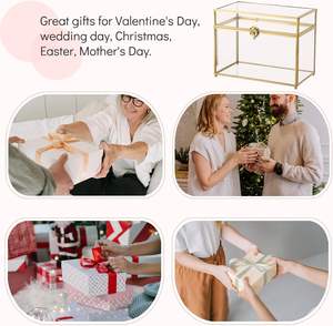 Boîte à bijoux en verre vintage doré 10x5.7x7.8 pouces rectangulaire à couvercle transparent Keeke présentoir organisateur anneaux bracelets boucles d'oreilles - Product Image 4