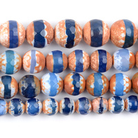 Perles rondes en agate Dzi tibétaine à facettes en pierre naturelle de 8 mm, perles intercalaires lâches pour la fabrication de bijoux, bracelets et colliers DIY