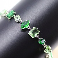 Ensemble de bijoux tendance et luxueux pour femmes, bracelet et collier en or et argent plaqué, couleur verte et colorée