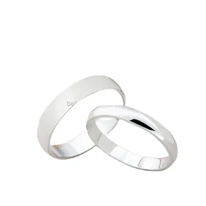 Anéis de casal lisos ajustáveis, estilo simples minimalista de prata esterlina 925, joia de aniversário