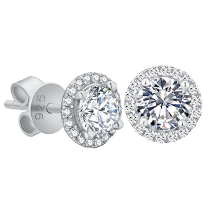 VVS Moissanite <b>Earrings</b> Gra Certificate Women Jewelry Diamond <b>Stud</b> 14K White Gold Plated 925 Sterling <b>Silver</b> Halo Flower <b>Earring</b> - Product Image 1