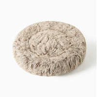 Topseller Großhandel 100% Baumwolle Rundes Langes Hundebett Abnehmbar Super Plüschig Atmungsaktiv Beruhigendes Katzenbett für Drinnen und Draußen