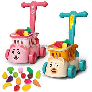 행운의 장난감 시뮬레이션 과일 절단 어린이 슈퍼마켓 트롤리 아기 쇼핑 놀이 집 저장 과일 아이 장바구니 장난감 - Product Image 4